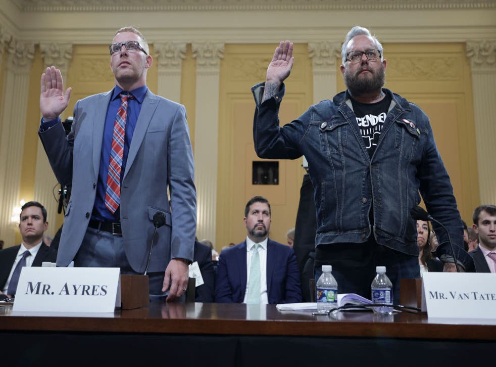 <p>Stephen Ayres, left, and Jason Van Tatenhove at Tuesday’s hearing</p>