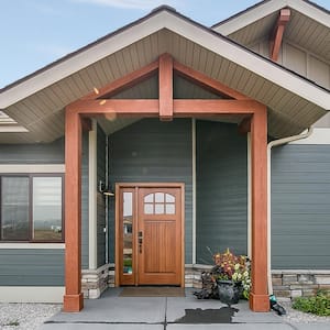 Blue and brown exterior of a house