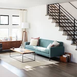 contemporary living room with staircase  