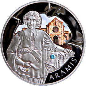 pièce commémorative biélorusse représentant Aramis