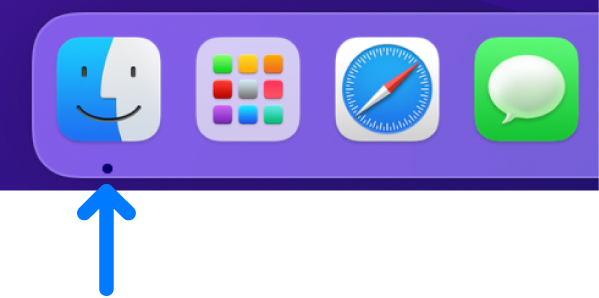 The left side of the Dock; the Finder icon is at the far left.