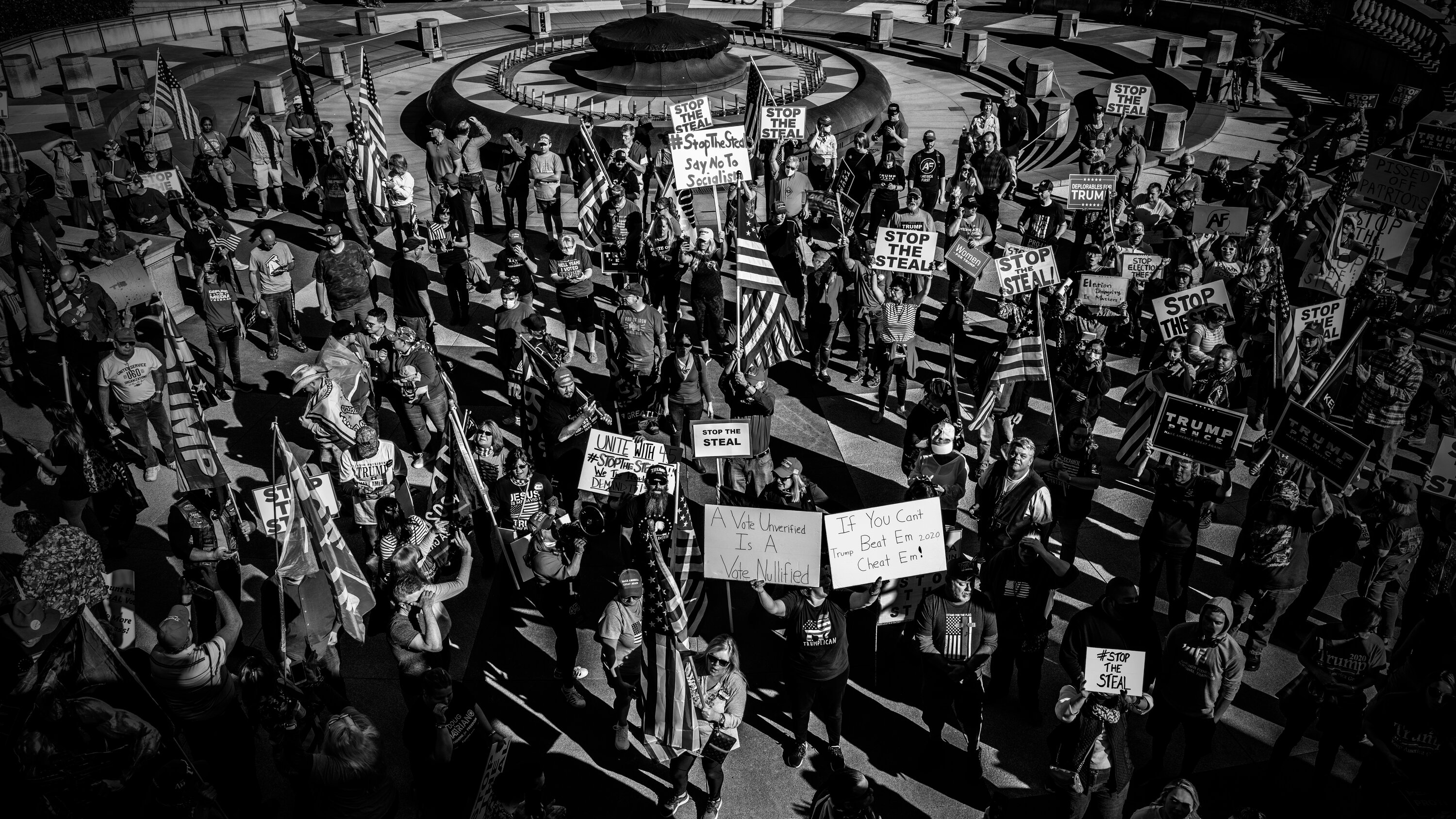 The protest outside the Pennsylvania Capitol on Nov. 7, 2020, the day news organizations began calling the race for president for Joe Biden.