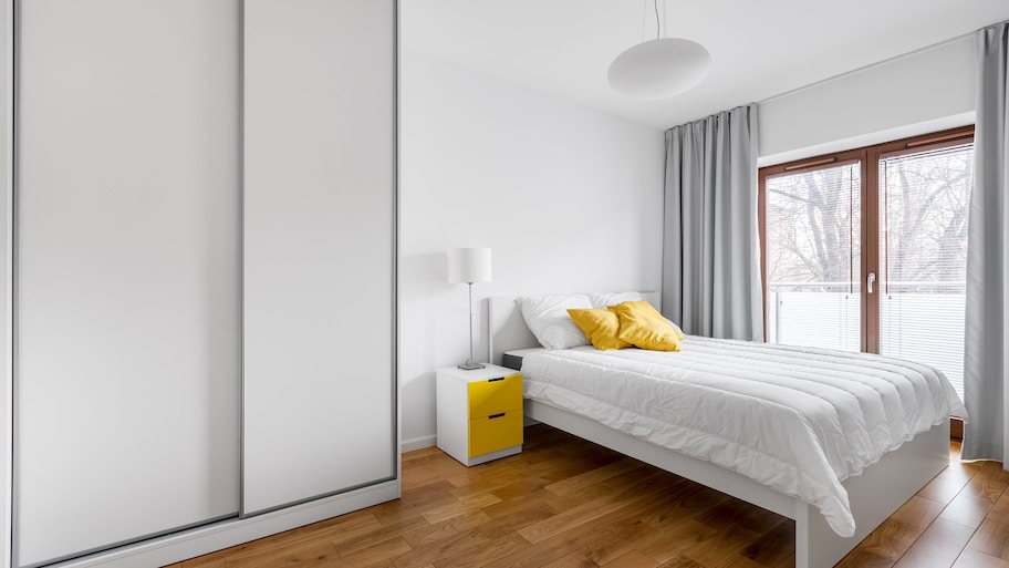 Built-in closet with sliding doors