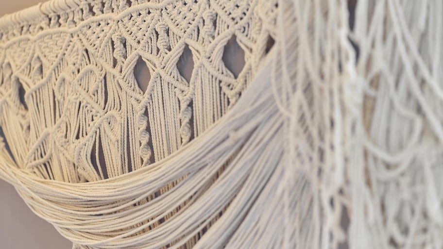 A handmade macrame curtain 