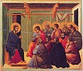 Image 25Jesus' Farewell Discourse to his eleven remaining disciples after the Last Supper, from the Maestà by Duccio. (from Jesus in Christianity)