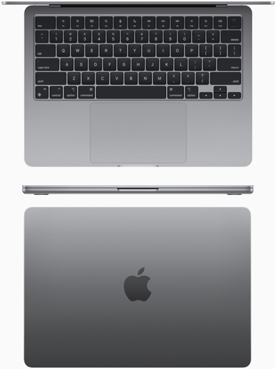 Top view of MacBook Air M2 model in Space Gray finish