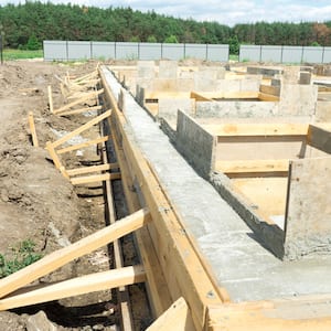 home foundation of concrete and wood