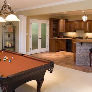 Game room and bar in basement home