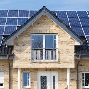 solar panels on beige house