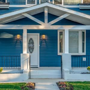 The front facade of a newly painted house