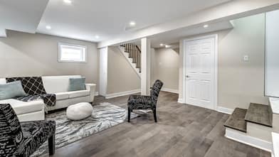 Luxury living room in finished basement