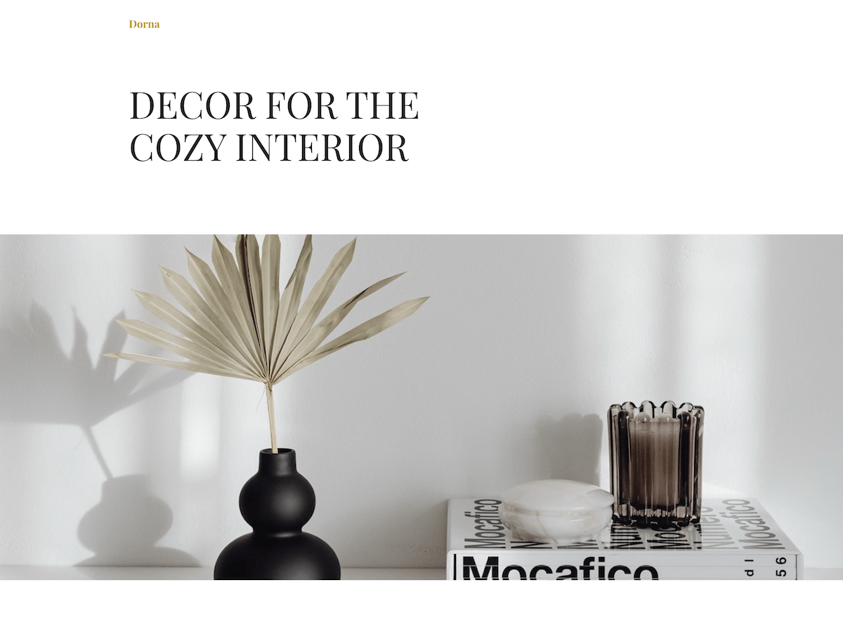 Dorna is a minimal, product-oriented theme.