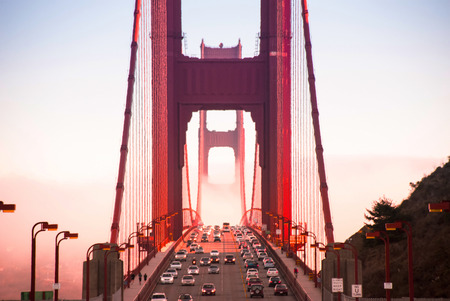 Golden Gate Bridge high angle view from Marin Headland side