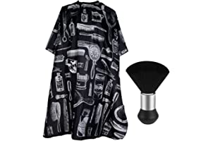 FEBSNOW Professional Hair Cutting Cape with Neck Duster Brush, Salon Barber Cape, Hair Cutting Accessories (Floral Print)