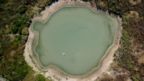 A water reservoir is seen with low water levels at Walthamstow Wetlands in London, Britain, 10 August 2022.