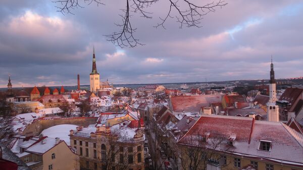 Таллин, вид на старый город со смотровой площадки.