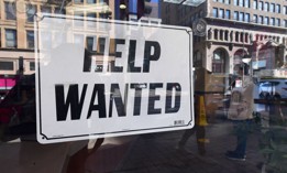 A 'help wanted' sign is posted in front of restaurant on February 4, 2022 in Los Angeles, California.