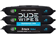 DUDE Wipes Flushable Wipes Dispenser, Unscented Wet Wipes with Vitamin-E & Aloe for at-Home Use, Septic and Sewer Safe, 48 Co