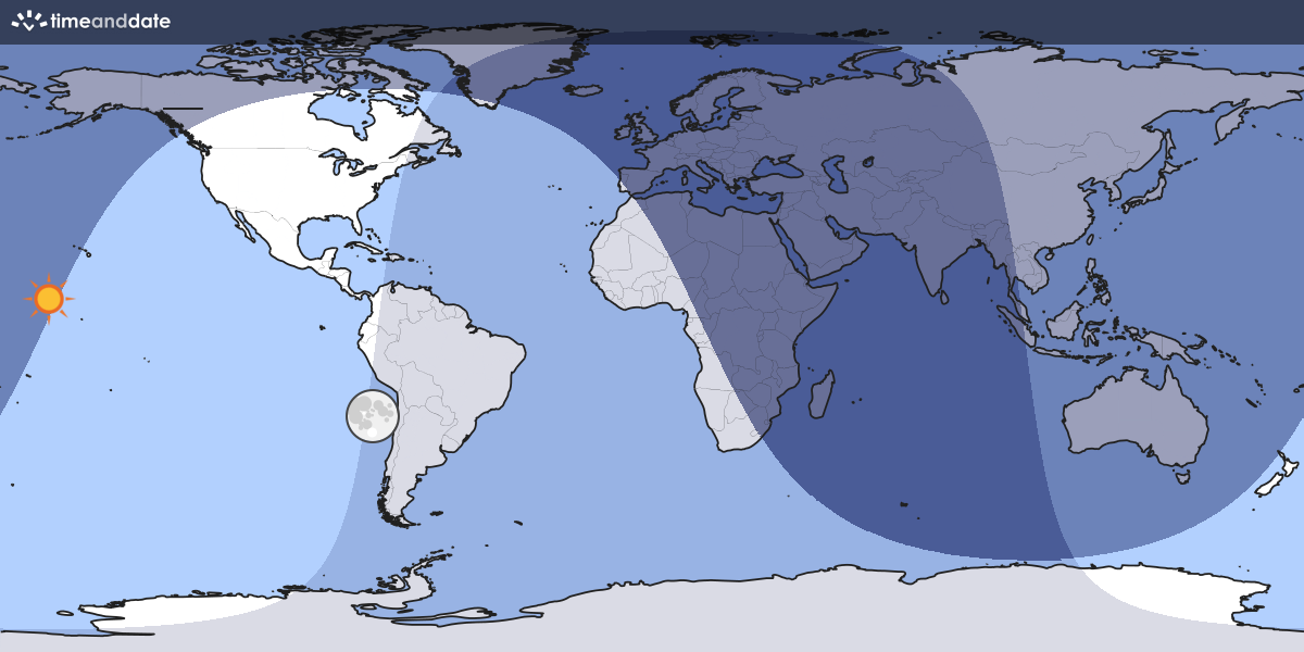 Map showing which part of the Earth the Moon is currently above the horizon at.