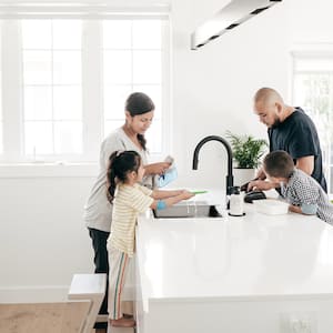 Family keeping a kitchen clean and tidy