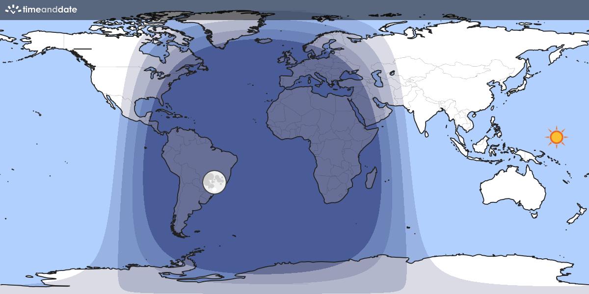 Map showing day and night parts of the world