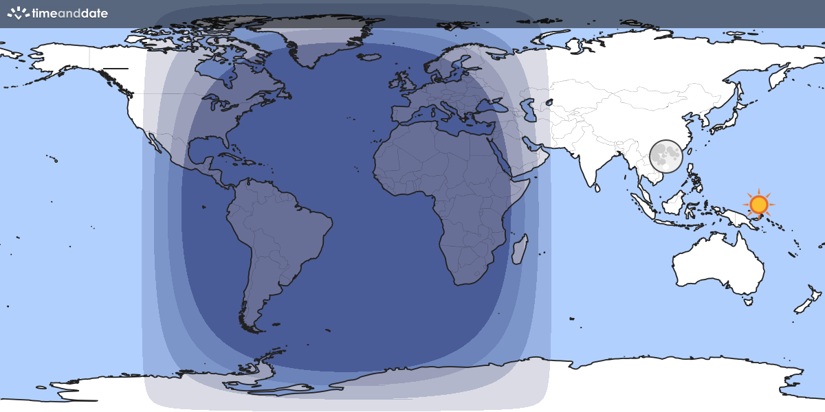 Map showing day and night parts of the world