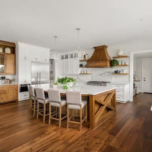 Luxury-kitchen with hardwood floors and wood cabinets