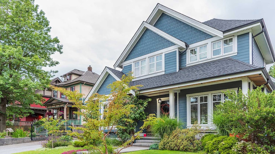 Family home with gutters