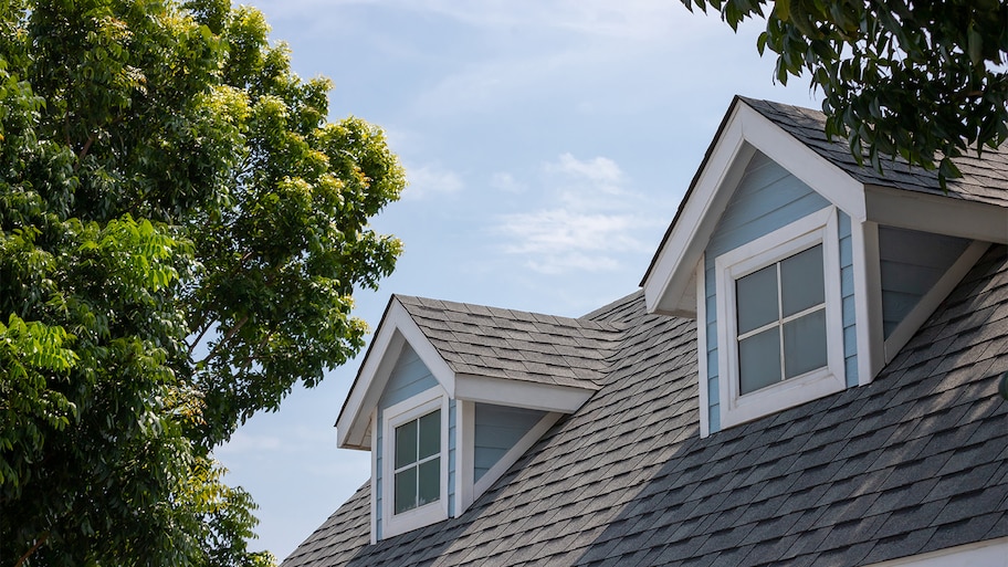 House with shingle roof