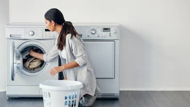 A woman doing her laundry