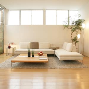 An interior of a living room with laminate flooring
