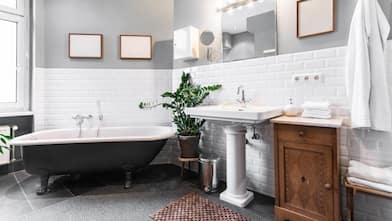 Clean interior of modern apartment bathroom 