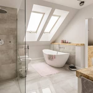 A modern bathroom with minimalistic shower