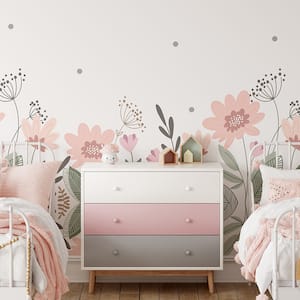 pink flower wallpaper for kids bedroom 