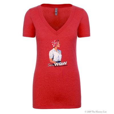 She's a W.O.W Women's V-Neck T-Shirt