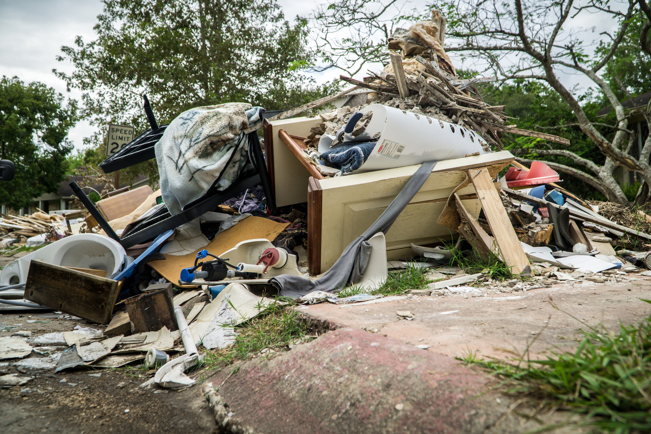 Pile of debris after a storm