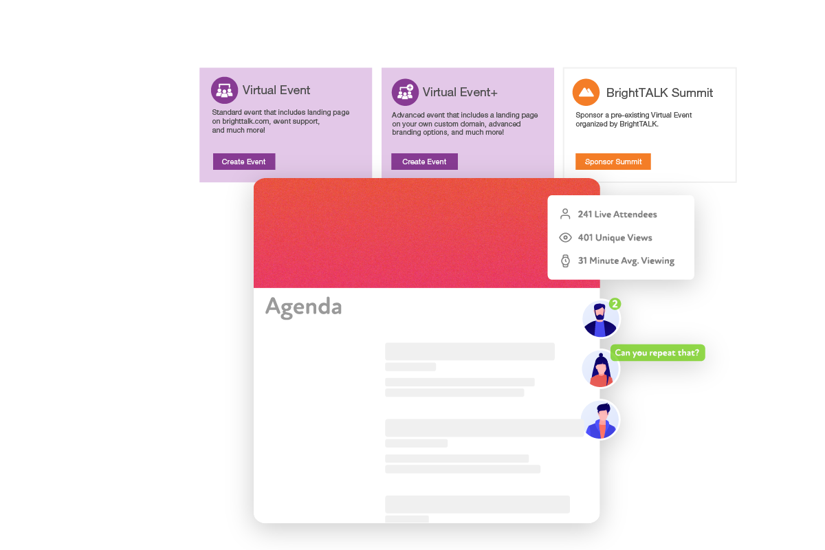 An image collage showing BrightTALK virtual event options