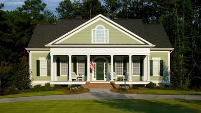 A traditional house with lawn