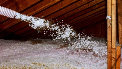 blown-in insulation in home attic