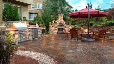 brown brick paver patio