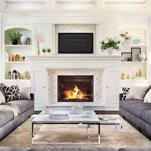  A luxurious interior design living room and fireplace