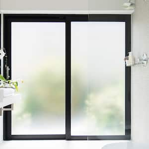 A view of a frosted glass window in a bathroom