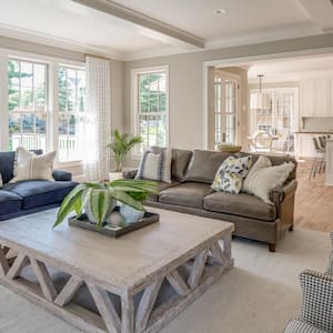 A nice living room with an open kitchen 