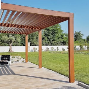 A view of a pergola attached to a house