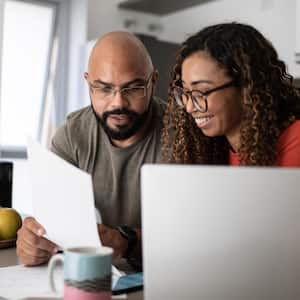 Couple doing home finances together