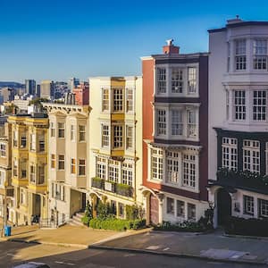 San Francisco row homes in the morning