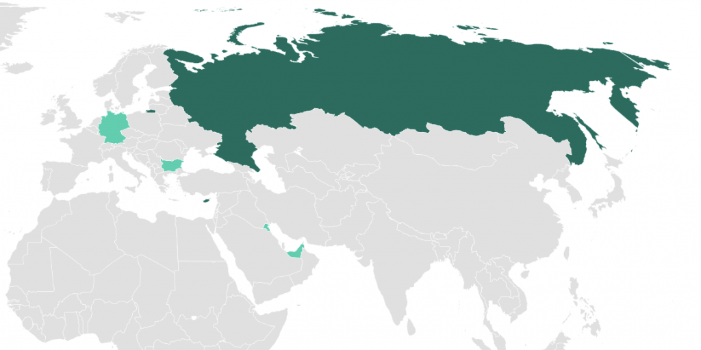 Map of organizations targeted by DeathStalker's VileRAT campaign (darker color indicates a higher concentration)