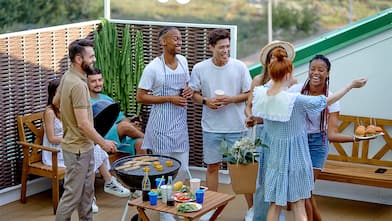 friends hanging out at a barbecue