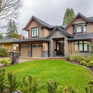 The exterior of a natural stone house