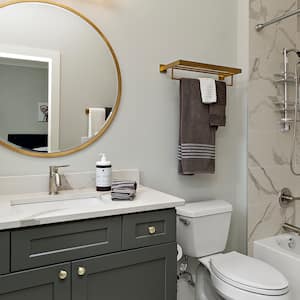 modern gray and gold bathroom